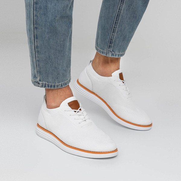 [KnitFlex Breeze+] Men's Mesh Wingtip Oxford Sneakers - WHITE - 6